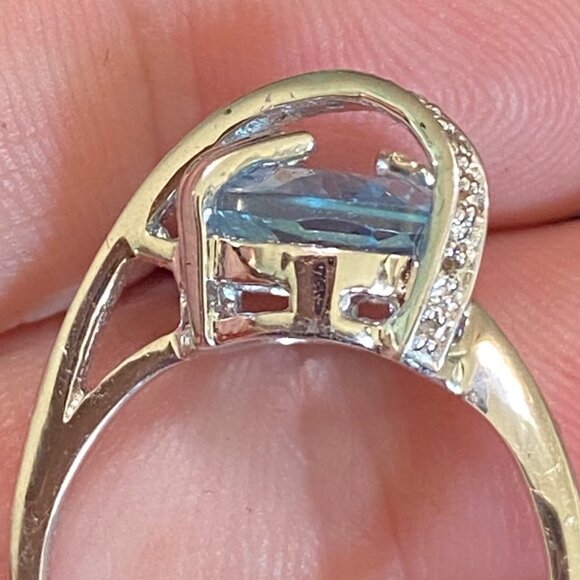 Ring Size 6.5 Blue Topaz Sterling Silver 925 Women Semi-Precious Stone - Picture 5 of 8